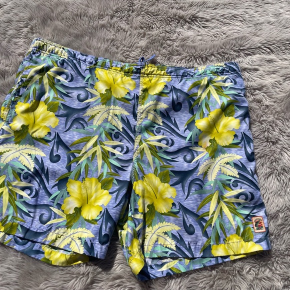 Tommy Bahama Other - Tommy Bahama Blue and Yellow Floral Swim Shorts men’s LARGE